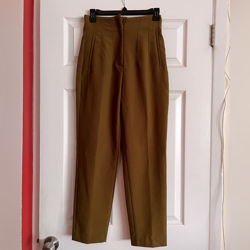 Olive Green Zara high waisted ankle pants